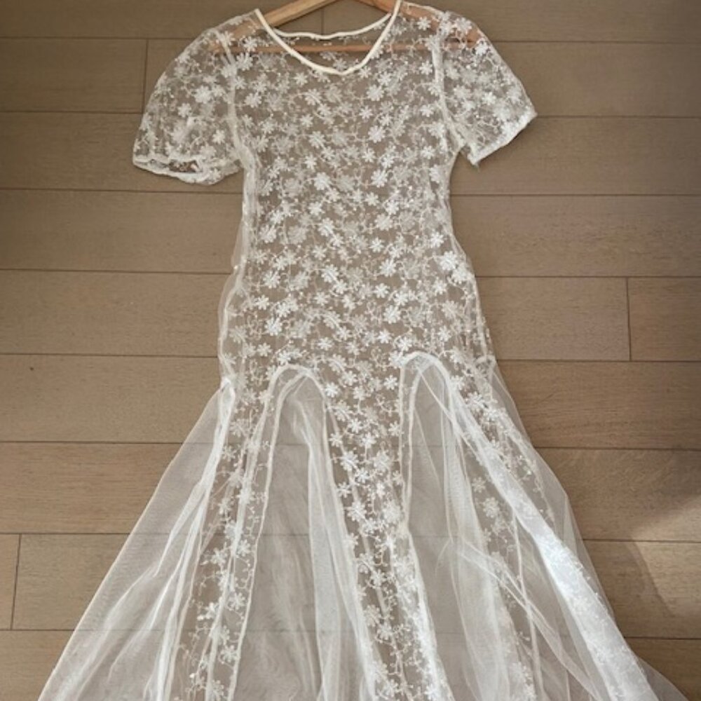 White sheer lace dress
